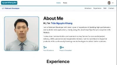 Xây dựng trang cá nhân nguyenkhangdev: Portfolio + Blog + Admin Dashboard